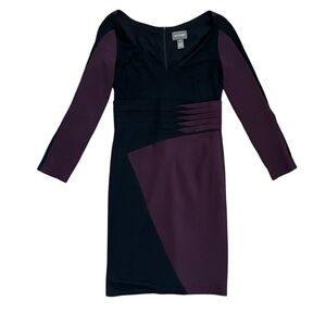 Zac Posen Silk Sheath Long Sleeve Cocktail Midi Two-Tone Luxury Dress Size 10
